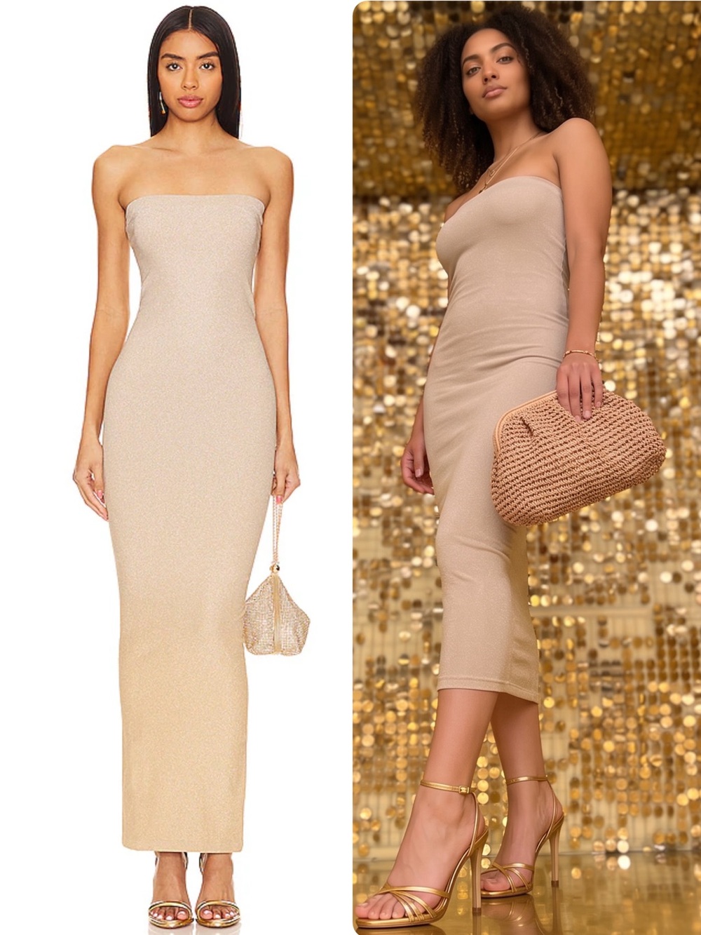 Wolford Fading Shine Strapless Gold Ombré Bodycon Slip Dress NWT $345